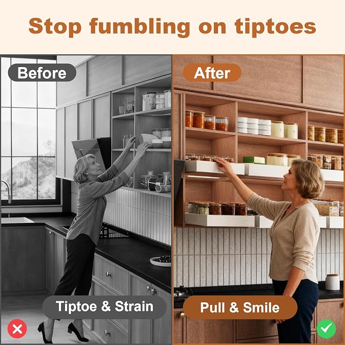 Fokyfok Pull out Cabinet Organizer Expandable,Upper Cabinet - Image 3