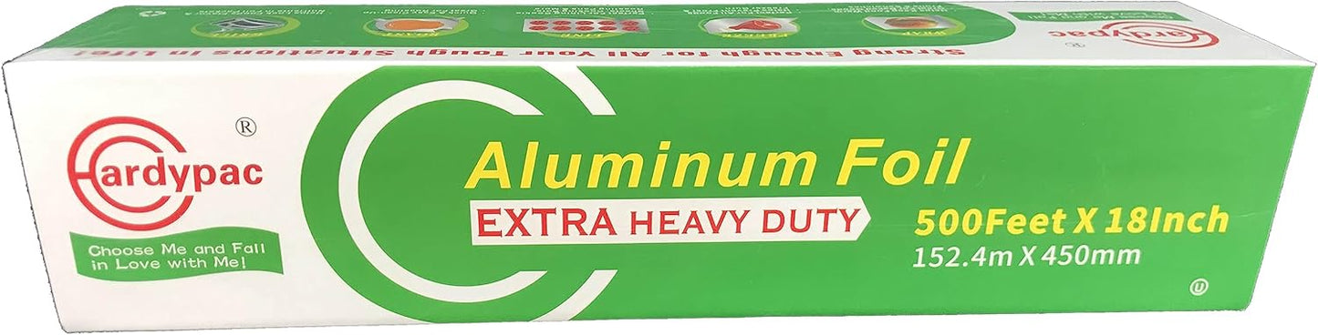 Superior Extra Heavy Duty Aluminum Foil Roll, 750SQFT, 30micron More 35% Thicker Than Heavy Duty, 18 Inch Width x 500 Feet Length, Commercial, Food Service Industry, Grilling, Catering, Roast, BBQ