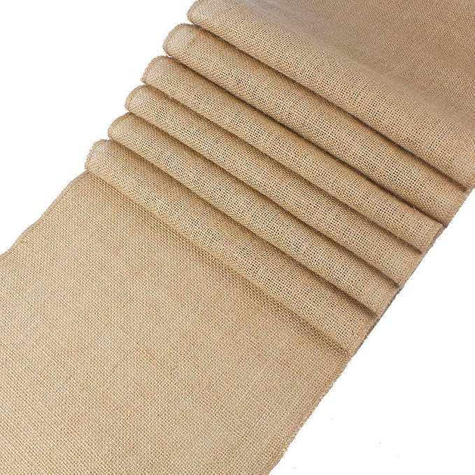 MDS® Pack of 5 Natural Burlap Table Runner, 12 x 108 Inch, Jute Vintage Rustic Farmhouse Boho Table Decor for Wedding Reception, Dining Table, Bridal Shower, Baby Shower & Holiday Party Decorations - Image 9
