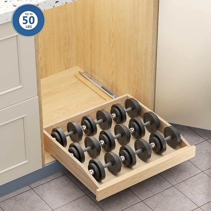 LOVMOR Single Pull Out Cabinet Organizer 19½”W x 21”D, Soft Close Slide Out Drawer Storage Shelves for Kitchen, Wood Cabinet Shelf Pull-Out Organizer Storage for Base Cabinet - Image 7