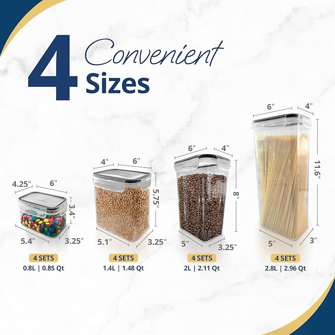 Reli. Pantry Organizers & Storage | Food Containers with Lids, 16 Sets - Image 3