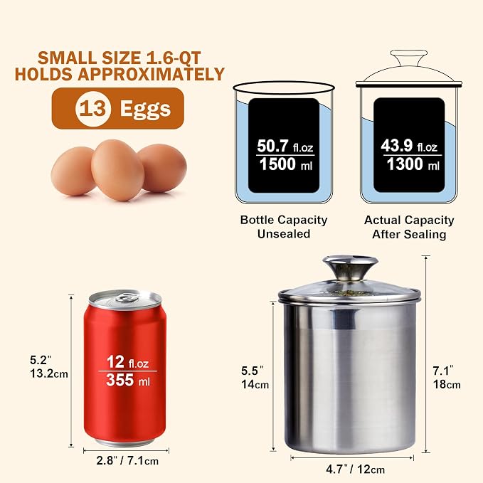 Cooks Standard Large Airtight Kitchen Canister Set for Coffee, Flour & Sugar Storage – 18/10 Stainless Steel Food Storage Containers with Glass Lid – Pantry Organization Jars, 4 Pack (5 Qt to 1.6 Qt) - Image 2