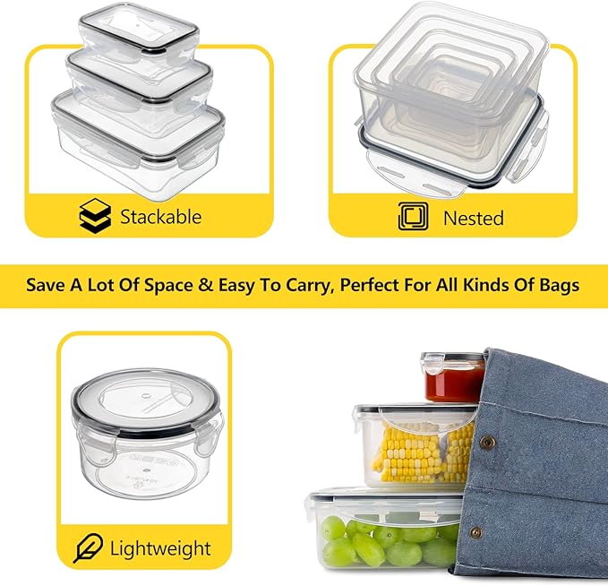 52 PCS Food Storage Containers Set with Airtight Lids (26 Lids &26 Containers) - BPA-Free Plastic Food Container for Kitchen Storage Organization, Salad Fruit Lunch Containers with Labels & Marker | (26 Lids &26 Containers) Food Container for Kitchen S... - Image 5