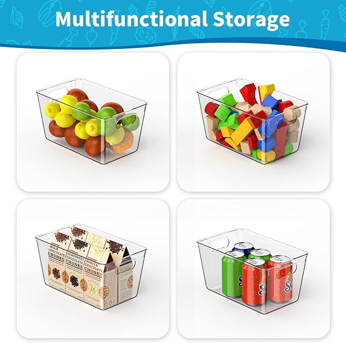 Clear Fridge Organizer Bins with Handles, 6 Pack Medium 10×6×5 Inch - Image 2