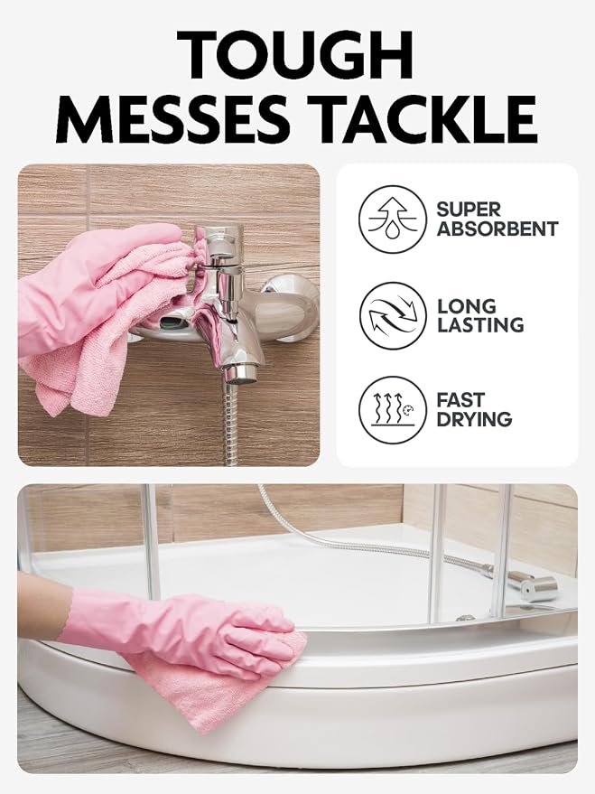 Fantasticlean Microfiber Cleaning Cloth Roll- 30 Sheets, 12" x 12" (Pink) - Image 4