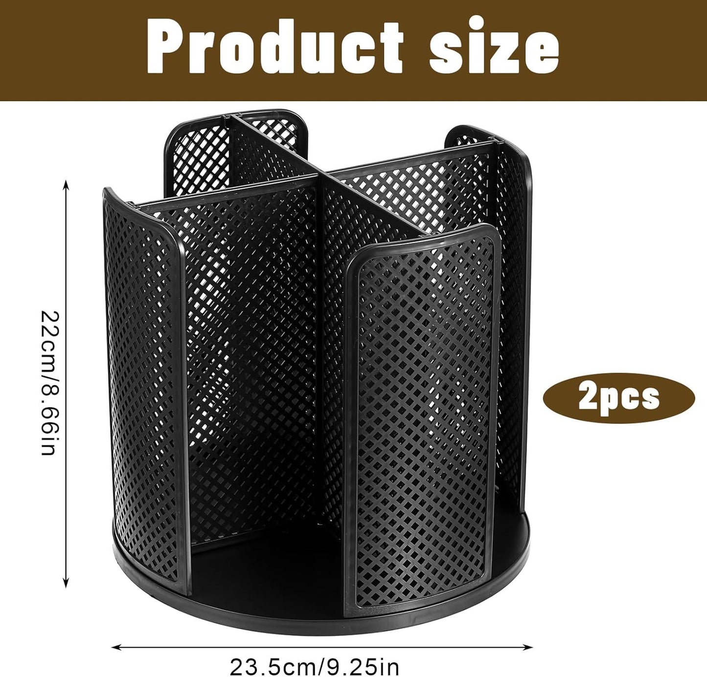 2 Pcs Rotating Paper Cup Dispenser, Cup Holder with 4 Compartments, Disposable Coffee Cup Dispenser Removable, Plastic Cup Storage & Lid Holder for Countertops, Kitchen, Coffee Stations (Black)