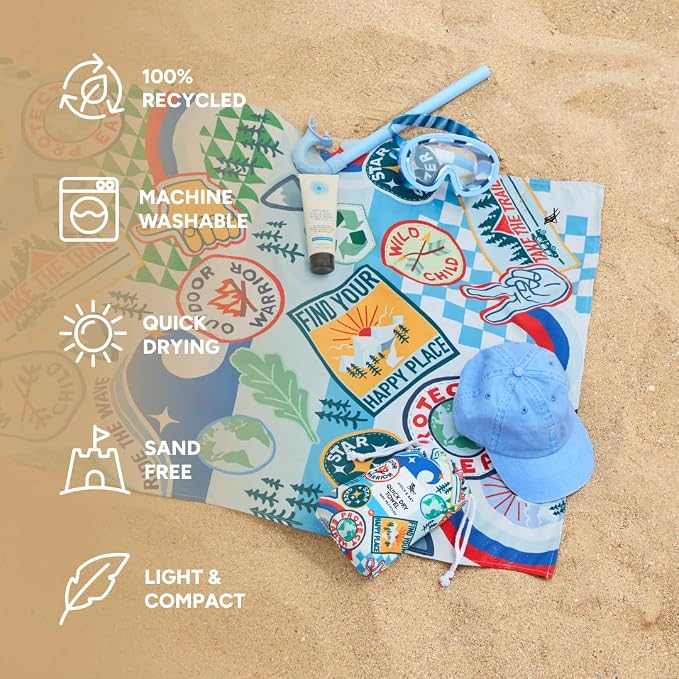 Dock & Bay Kid's Towel - for Beach Use - Quick Dry, Sand Free - Compact, Lightweight - 100% Recycled - Includes Bag - Into the Wild, Medium (130x70cm, 51x28) - Image 2