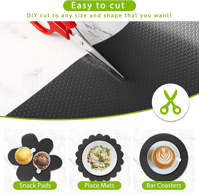 Shelf Liner Kitchen Cabinet Drawer Mat, 17.5"W x 196.8"L Non Adhesive Black - Image 2