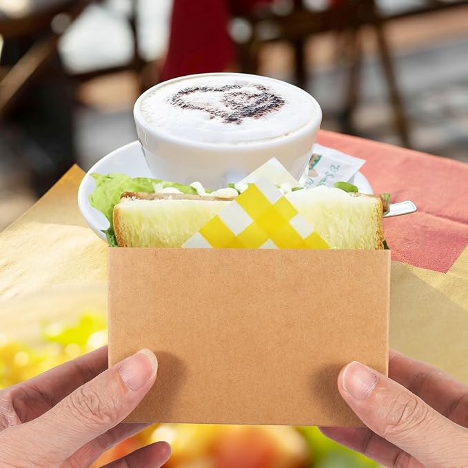 200 Pcs Sandwich Boxes Take Out Food Containers Paper Sandwich Packaging Boxes Toast Holding Bread Tray for Restaurant, Picnic and Party - Image 6