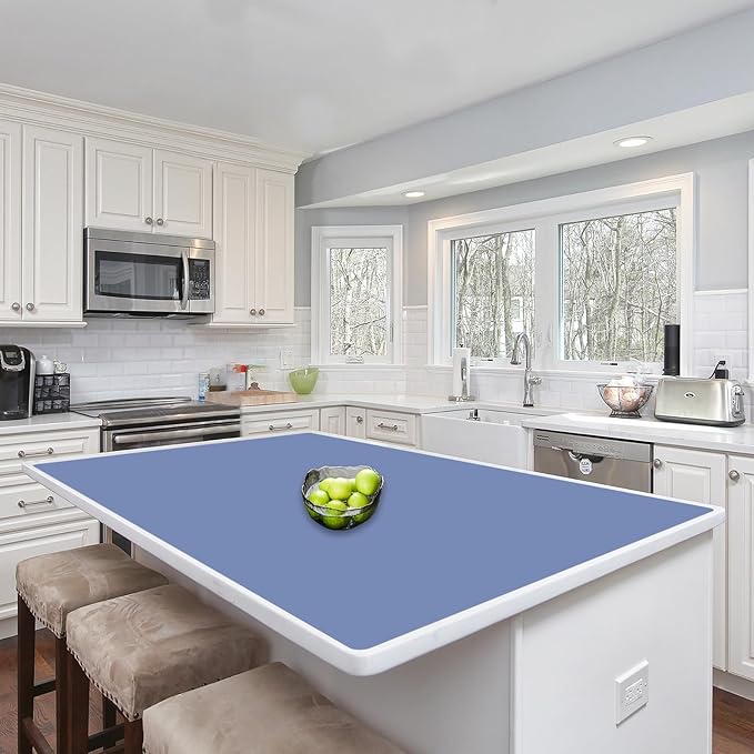 Silicone Mats for Kitchen Counter, 48"x32"(120cmx80cm) Large Heat Resistant Mat Kitchen Island Waterproof Countertop Protector Mat Nons-slip Extra Large Counter Mat, Lake Blue by WelcometoULTIBE