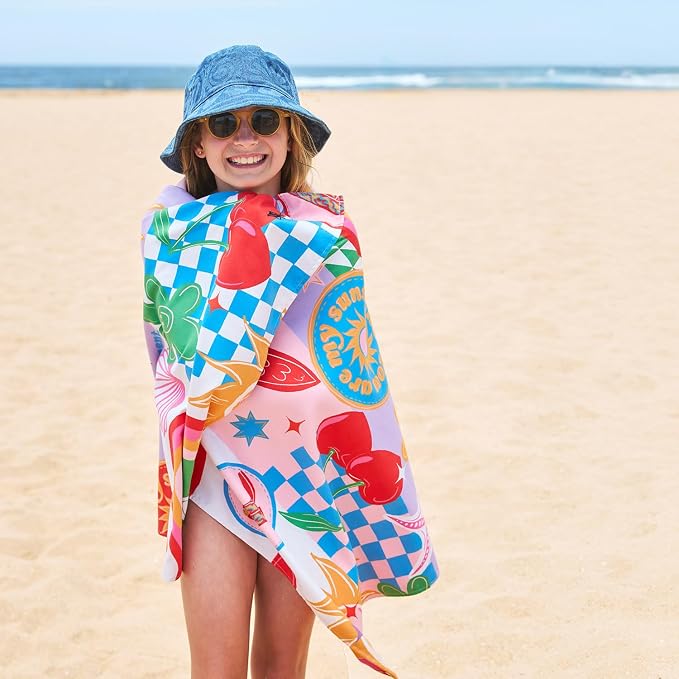 Dock & Bay Kid's Towel - Quick Dry, Sand Free - Compact, Lightweight - 100% Recycled - Includes Bag - Good Vibes Club - Large (160x90cm, 63x35) - Image 3