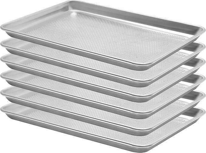 BIEAMA 6 Pack Perforated Half Size 18" x 13" Baking Sheet Pan | Aluminum Commercial Bakery Equipment Cookie Sheets, NSF Approved Baking Tray by BIEAMA