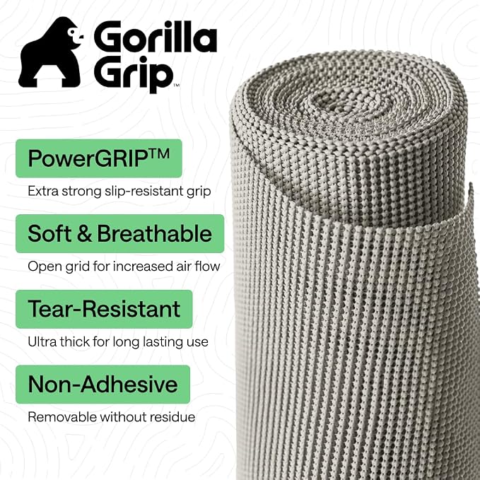 GORILLA GRIP powerGRIP Drawer Shelf and Cabinet Liner, 20" x20', Light Gray - Image 2