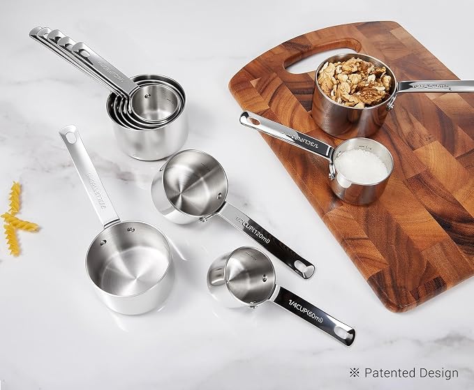 KEAWELL Premium 18/10 Measuring Set (Silver, Measuring Cups & Spoons) | 18/10 Stainless Steel; 10-Piece Nesting Set; Stackable; Upscale; Dishwasher Safe; Ideal for Baking and Cooking. - Image 5