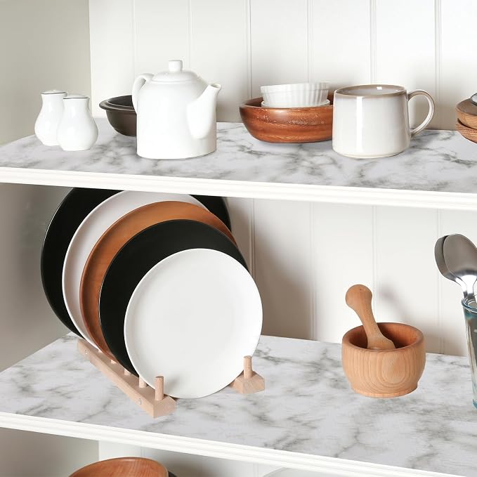 Drawer and Shelf Liner for Kitchen Cabinets, Non-Adhesive Strong Grip Thickened Cabinet Liners for Shelves, Non-Slip Mats Shelving Paper Protect Cupboard, Dresser, Pantry | Marble, 23.6" x 20FT - Image 4