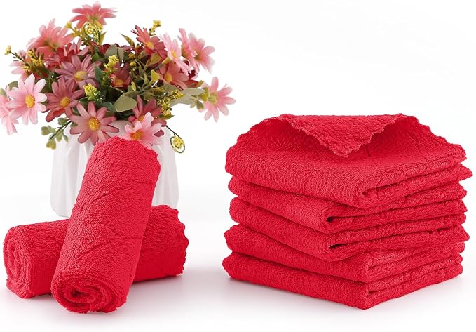 Homaxy 12 Pack Super Soft Absorbent Dish Cloths, 10" x 10", Red - Image 6