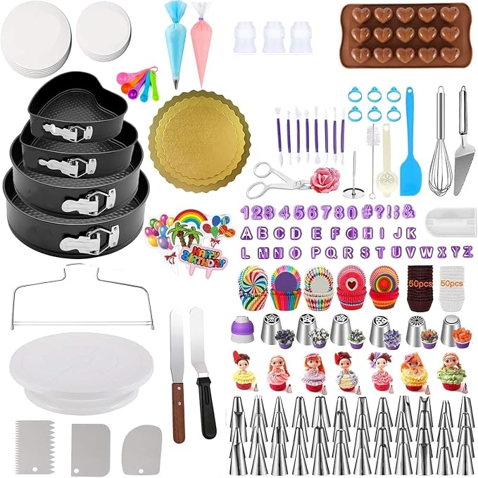 Cake Decorating Turntable,Cake Decorating Supplies with Decorating Comb/Icing Smoother(3pcs),2 Icing Spatula with Sided & Angled … by Miecux