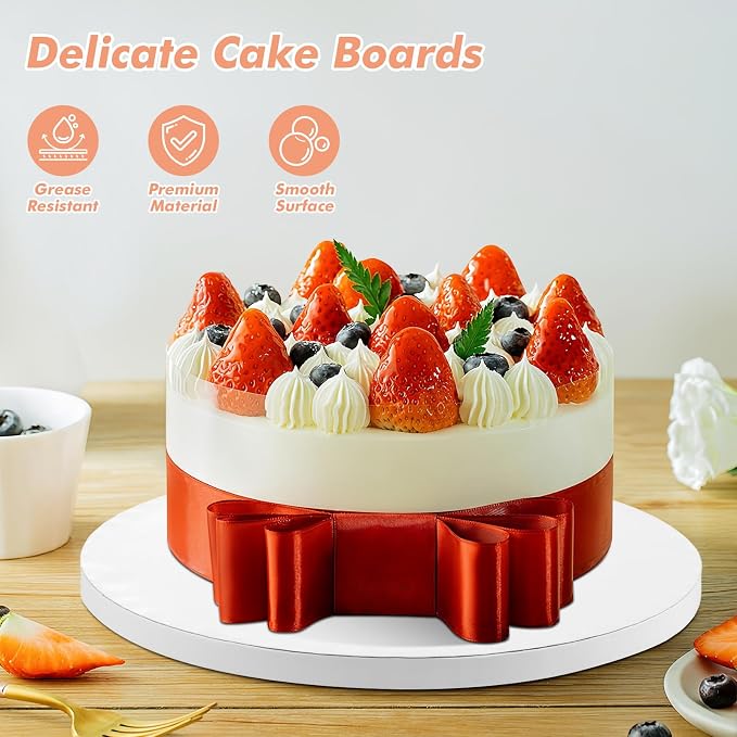 15 Pack Cake Drum Boards 8 Inch Round Cake Drums White 1/2” Thick Cake Drum Corrugated Cardboard Cake Board Base for Multi-Layer Cakes Sturdy Cake Decorating Supplies - Image 3