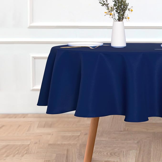 sancua Navy Blue Tablecloth 60 Inch Diameter for 20-48 Inch Tables - Image 2