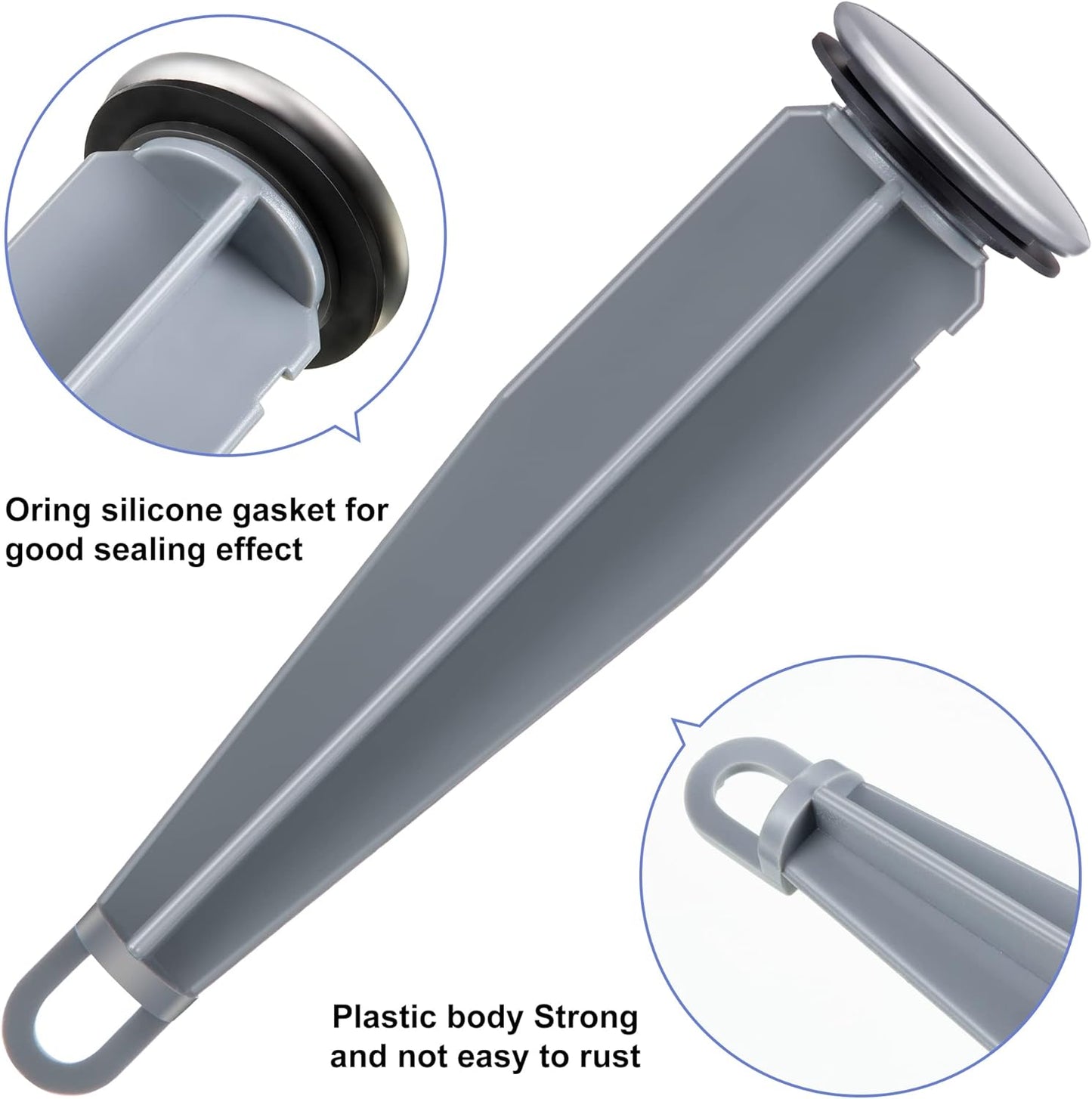 Enhon Pop up Stoppers Compatible with Moen Drain Components, Chrome Bathroom Sink Drain Plunger, 4-7/8 Tall, 1-1/4 Cap Dia, with 1 Mounting Hole and Gasket Seal, Replacement for 88994 (6 Pack)