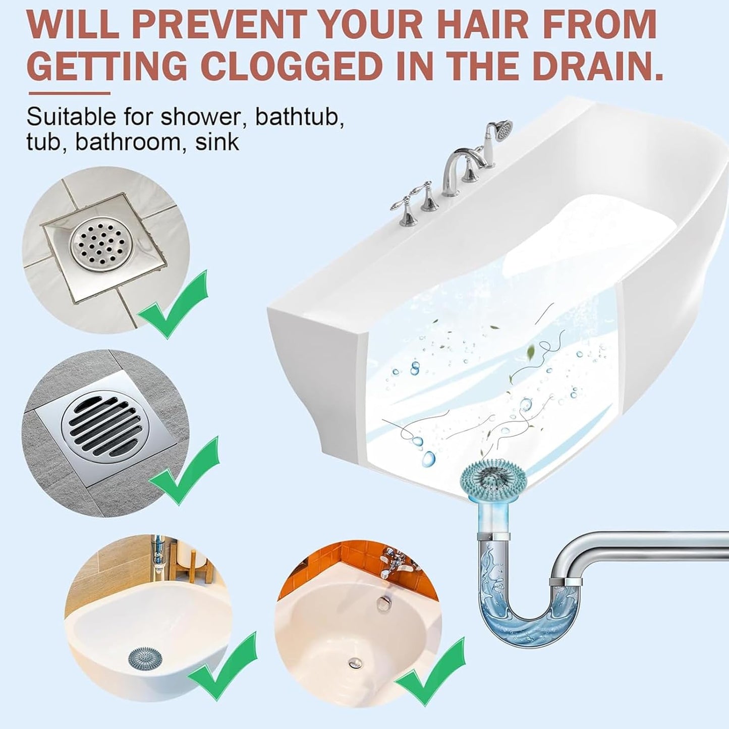 Gotega Bathroom Sink Drain Strainers, Hair Catcher Shower Drain Covers Protector, Flexible TPR Material, Multiple Colors for Bathroom Tub Shower and Sink Garbage Disposal Parts, Bright-Colored, 5 Pack