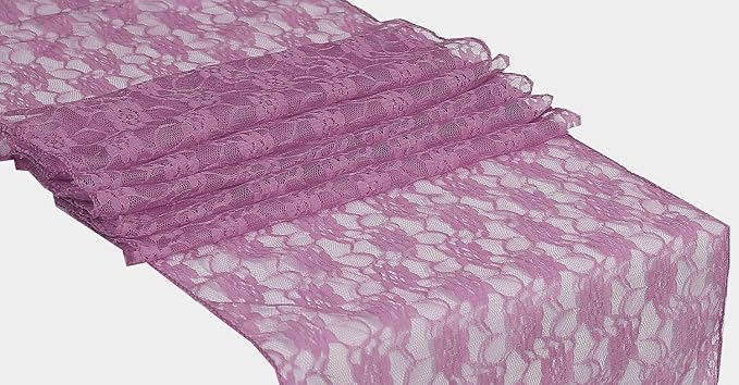 VDS Pack of 12 Floral Lace Table Runners Centerpiece Cloth Linen for Wedding Bithday Graduation Engagement Ceremony Events Party Banquets Table Decoration (12x108 inch) (Dusty Pink) - Image 2