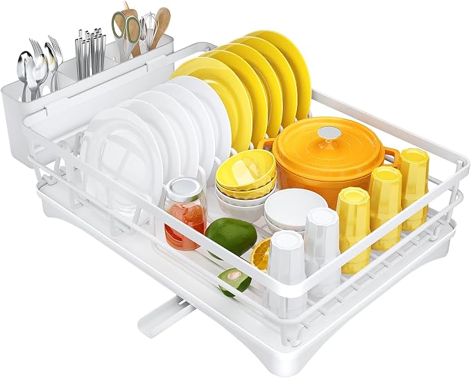 SNTD Dish Drying Rack for Kitchen Counter, 11.8" W x 16.7" L, White - Image 7