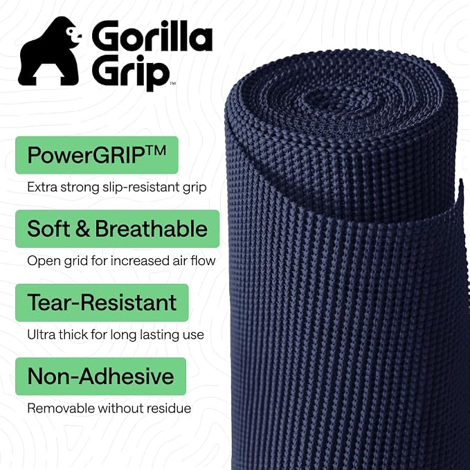 GORILLA GRIP powerGRIP Drawer Shelf and Cabinet Liner, 12" x30', Navy Blue - Image 2