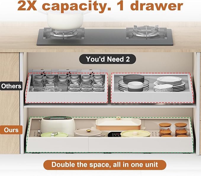 Fokyfok Pull Out Cabinet Organizer,23"-31"W,17"-24"D,Expandable,Adhesive - Image 2