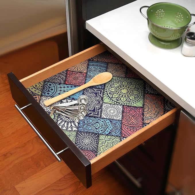 Quttisay Boho Kitchen Shelf Liner Non Adhesive Drawer Liners 12in x 16.4ft - Image 3