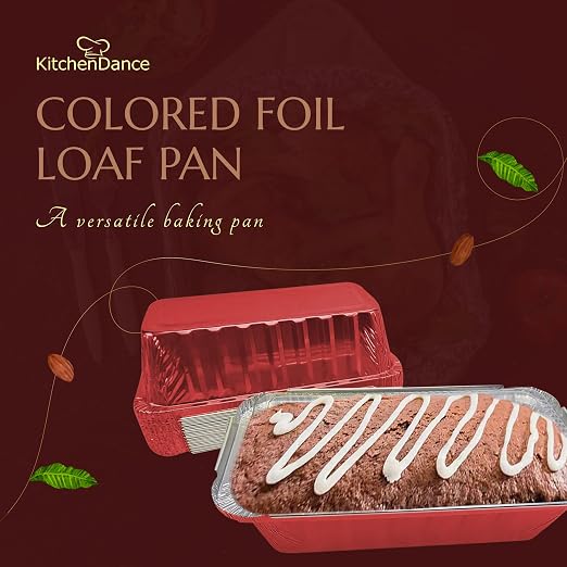 KitchenDance Disposable Aluminum Closable Loaf Pan with Plastic Lids, 2 Pounds, Red, 1850P - Image 2