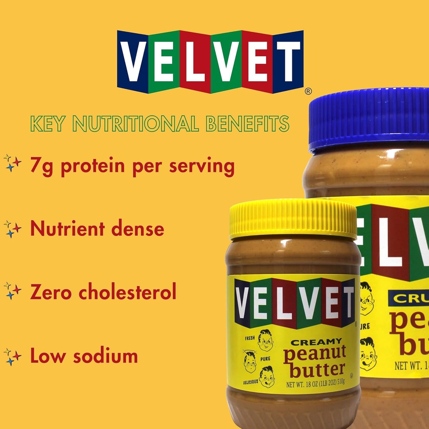 Velvet Peanut Butter, Crunchy – Detroit’s Classic Since 1937, with “Fresh, Pure, Delicious” Label, Made in the USA, Gluten-Free, Packed with Roasted Peanut Chunks, Perfect for Sandwiches, Baking & Snacking (12 Jars, 18oz Each)