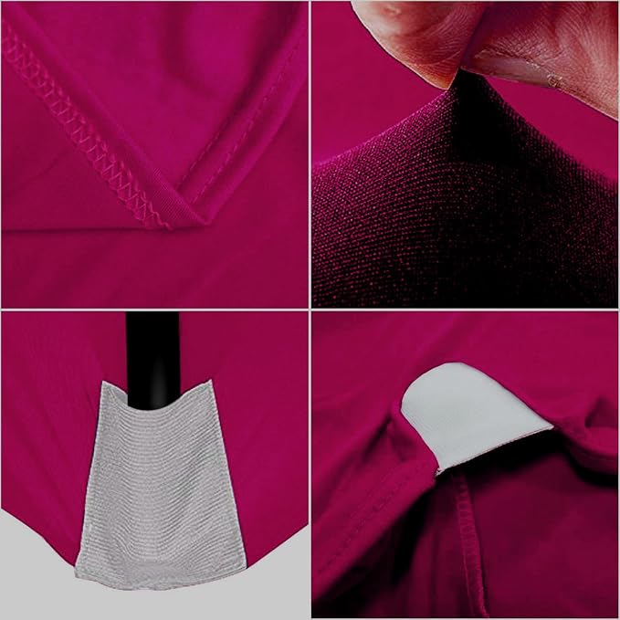 MDS® Pack of 12 Spandex Tablecloth 6FT Tight Fitted Stretch Table Cover – Washable Wrinkle-Free Reusable Elastic Patio Tablecloth for Wedding, Party, Banquet, Trade Show, Event Décor - Magenta - Image 3
