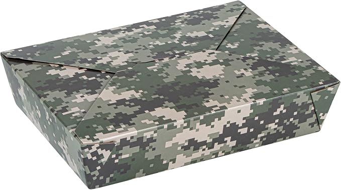 Restaurantware-Bio Tek 8.5 x 6.2 x 1.9 Inch Food Containers, 200 Durable Takeaway Boxes - Disposable, Sturdy, Camouflage Paper 49 Ounce Takeout Boxes, Rectangle, For Takeout And Delivery, Or Picnics - Image 2