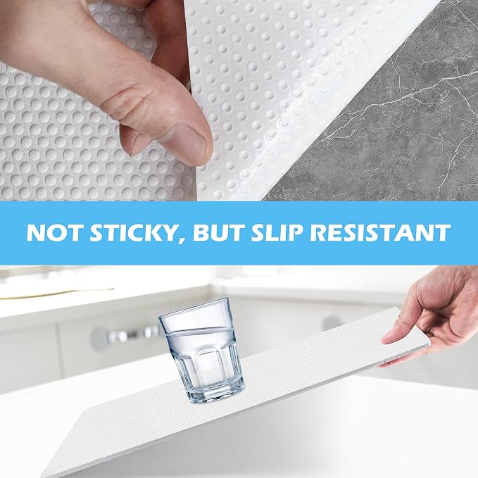 Drawer Liners, Waterproof Shelf Liner, Anti-Slip Non-Adhesive BPA Free Kitchen Cupboard Cabinet Liner Refridge Fridge Mats Sink Protector Strong Durable for Home (White/11.8in x 20Ft) - Image 3