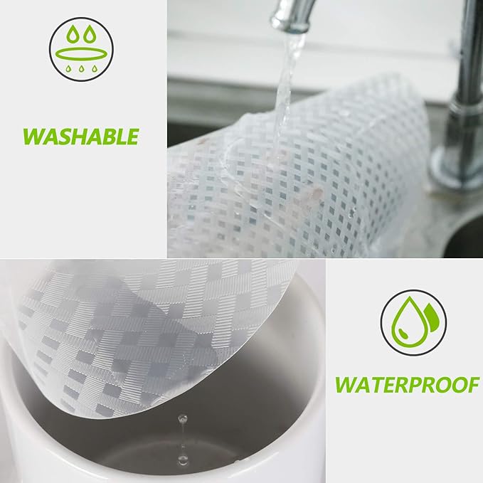 Shelf Liners for Kitchen Cabinets, 17.5"x 196.8" Non Stick Drawer Mat Clear - Image 3