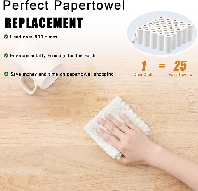 Homaxy 24 Pack Super Soft & Absorbent Dish Cloths, 10" x 10", White - Image 8