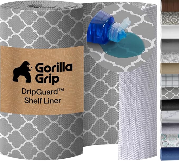 GORILLA GRIP Shelf Liner, Kitchen Drawer Protector, 24x240 White Gray by Unknown
