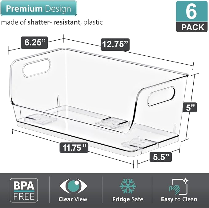 Sorbus Clear Pantry Organizer with Stackable Storage Bins, Open Front - Image 2