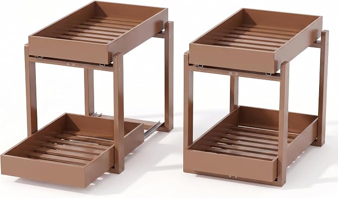 MHXW SXPN Bamboo Under Sink Organizer, 2 Pack Pull Out Cabinet Organizer - Image 9