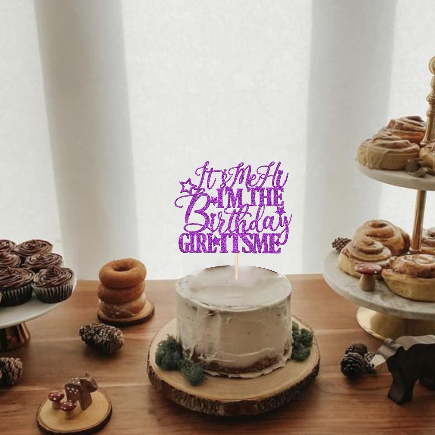 1 PCS It's Me Hi I'm the Birthday Girl It's Me Cake Topper Glitter Music Singer Cake Pick for Funny Hip Hop Singer Girls Birthday Party Cake Decorations Supplies Purple