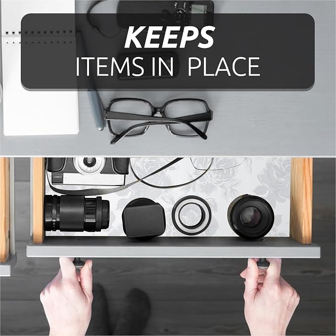 12X120 Inch Shelf Liner for Kitchen Cabinets, PVC Drawer Liner for Dresser Non-Slip Bathroom, Non-Adhesive Cabinet Liner Washable (White Flower)(1 Roll) - Image 7