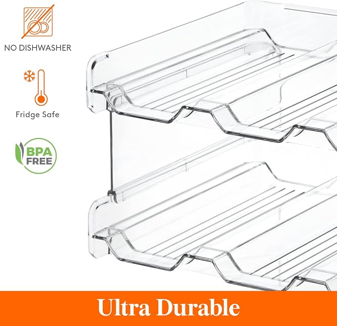 Lifewit Stackable Water Bottle Organizer for Cabinet, Clear Tumbler Holder | Large Slot for Up to 32 oz Cups, Plastic Wine Rack for Fridge, Pantry, Kitchen Organization & Storage, 2-Tier Holds 8 Bottles - Image 5