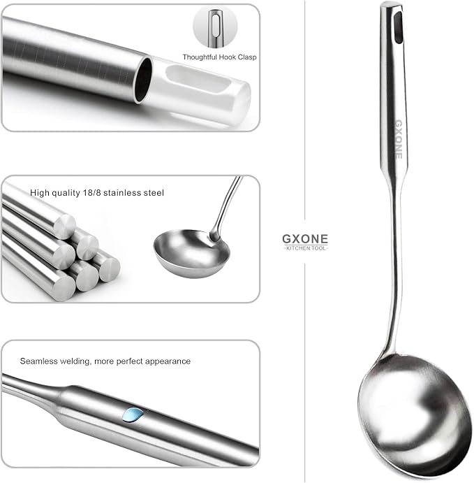 Soup Ladle,304 Stainless Steel Cooking Ladle with Long Handle,3.9 Inch - Image 3