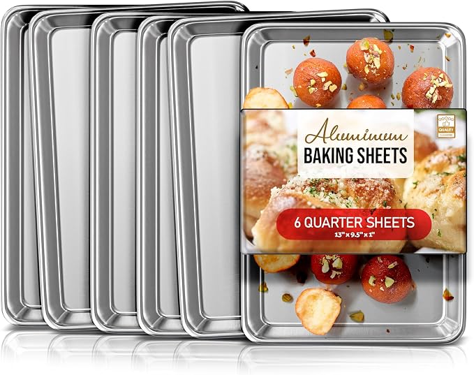Eatex Aluminum Baking Sheet Set - 6 Pack Quarter Sheet Pans by Eatex