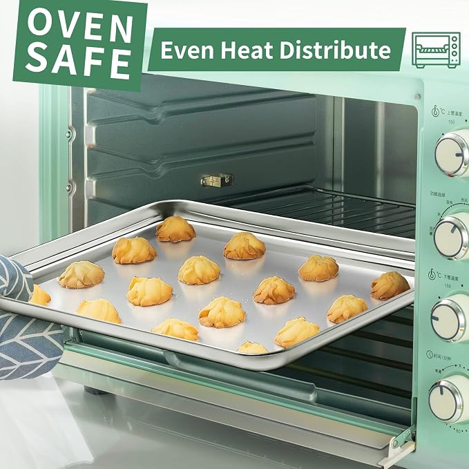Baking Sheets Set of 2, HKJ Chef Cookie Sheets 2 Pieces Stainless Steel Baking Pans & Toaster Oven Tray Pans, Rectangle Size 23.54L x 15.67W x 1.18H inch & Non Toxic & Healthy & Easy Clean - Image 6