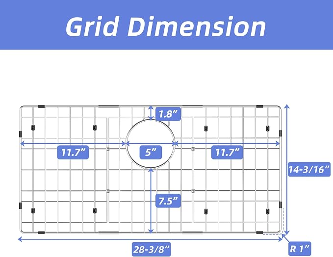 Sink Protector for Kitchen Sink,Sink Rack 28-3/8" * 14-3/16",Large Metal Sink Grate with Strainer,Stainless Steel Sink Grid for Bottom of Sink with Rear Drain Hole - Image 3