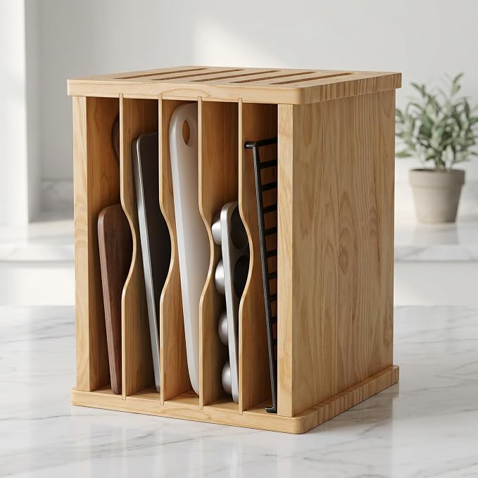 tonchean 6 Tier Wooden Tray Dividers for Cabinets by tonchean