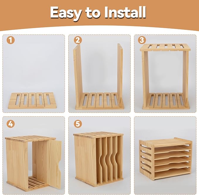 tonchean 6 Tier Wooden Tray Dividers for Cabinets - Image 7