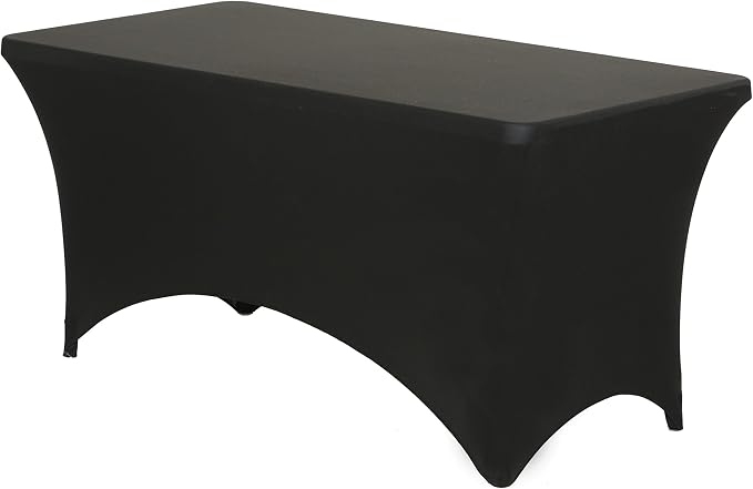 YOUR CHAIR COVERS Rectangular Spandex Tablecloth 6ft Fitted Wedding Event Patio Decorations Elastic Fabric Stretch Cover for Folding Table (Black) - Image 6